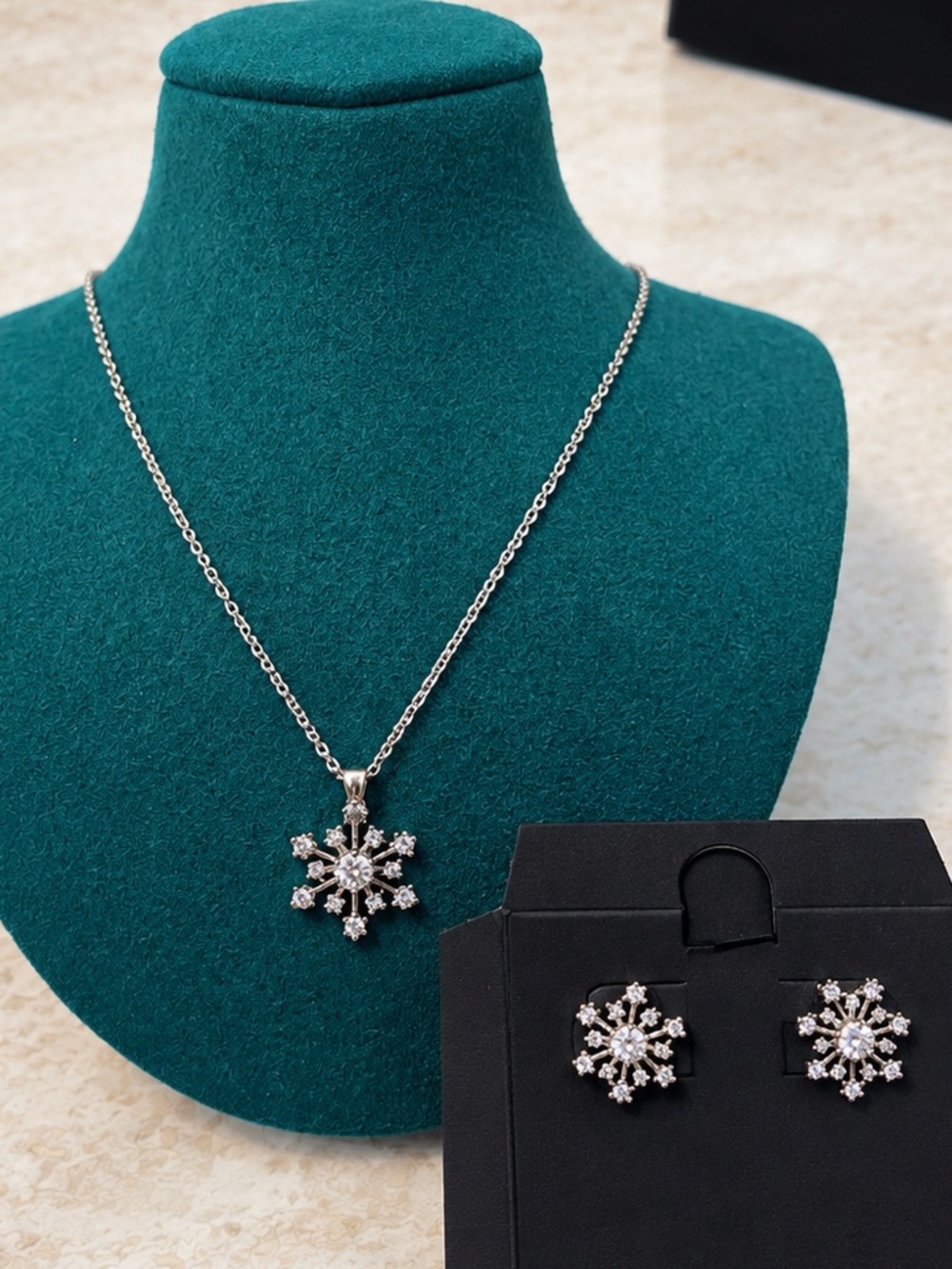 LOFT Silver-Tone Snowflake Necklace and Stud Earrings Set